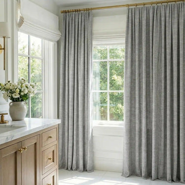 Custom Textured Linen Blackout Curtains in Silver Grey - Diycurtain