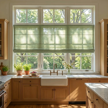 Custom Made Linen Roman Shades – Semi-Blackout in Straw - Diycurtain