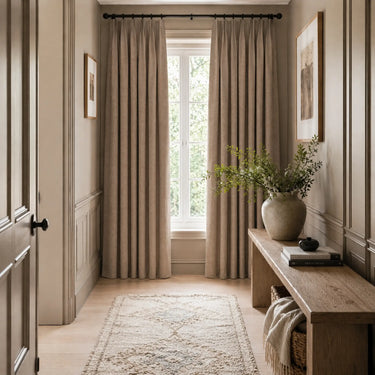 Custom Linen Blackout Drapery for Privacy in Warm Stone Taupe - Diycurtain