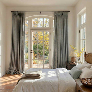Custom Heavy Linen Blackout Drapes in Silver Grey - Diycurtain